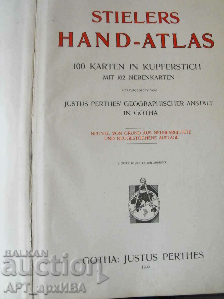 Stielers HAND-ATLAS. Gotha: Justus Perthes, 1909. with price 210.00 BGN | € 107.37 Stielers HAND-ATLAS. Gotha: Justus Perthes, 1909. with price 210.00 BGN | € 107.37