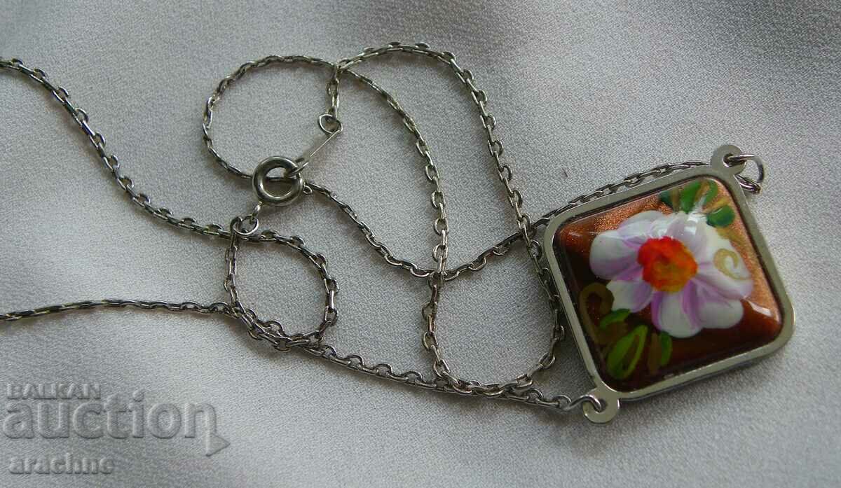 Colier placat cu aur original cu desen pe aventurin - 5 Colier placat cu aur original cu desen pe aventurin - 5