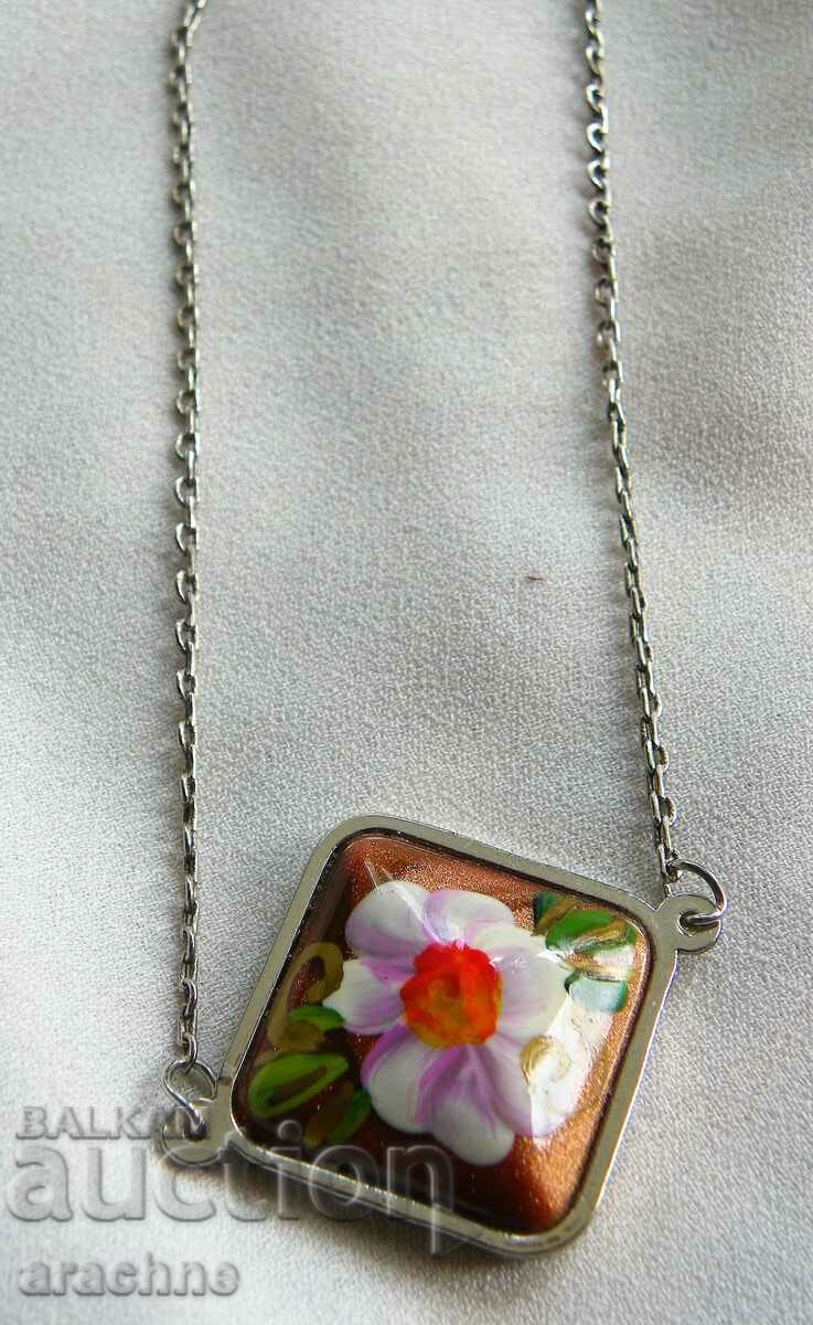 Colier placat cu aur original cu desen pe aventurin - 6 Colier placat cu aur original cu desen pe aventurin - 6