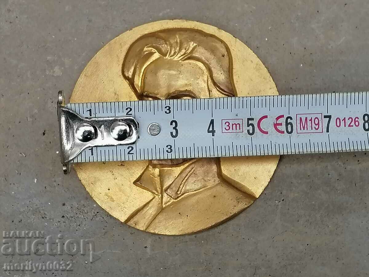 Auction Bronze plaque Nikola Vaptsarov medal sign NRB Auction Bronze plaque Nikola Vaptsarov medal sign NRB