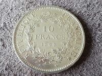 10 франка 1968 Франция СРЕБРО сребърна монета в качество 1