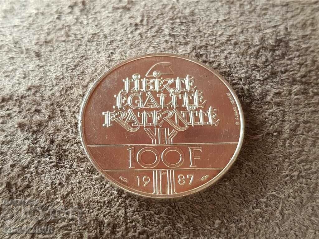 Delivery of 100 francs 1987 France SILVER quality silver coin Delivery of 100 francs 1987 France SILVER quality silver coin