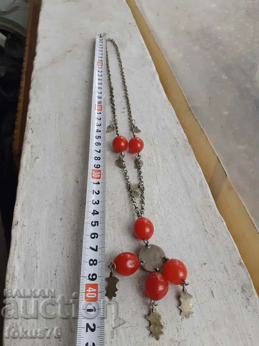 Veche bijuterii renascentiste choker colier sachan sticla rosie - 6 Veche bijuterii renascentiste choker colier sachan sticla rosie - 6