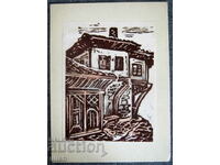 Old greeting card stamp revival house