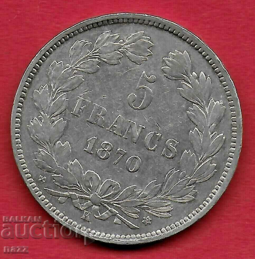 France 5 francs 1870 K Ceres unmarked / silver France 5 francs 1870 K Ceres unmarked / silver