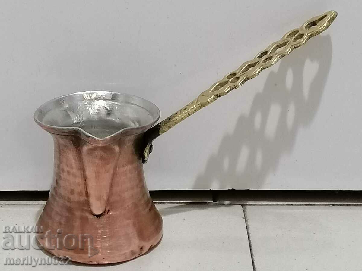 Old tinned copper cezve, coffee pot, copper, copper vessel Old tinned copper cezve, coffee pot, copper, copper vessel