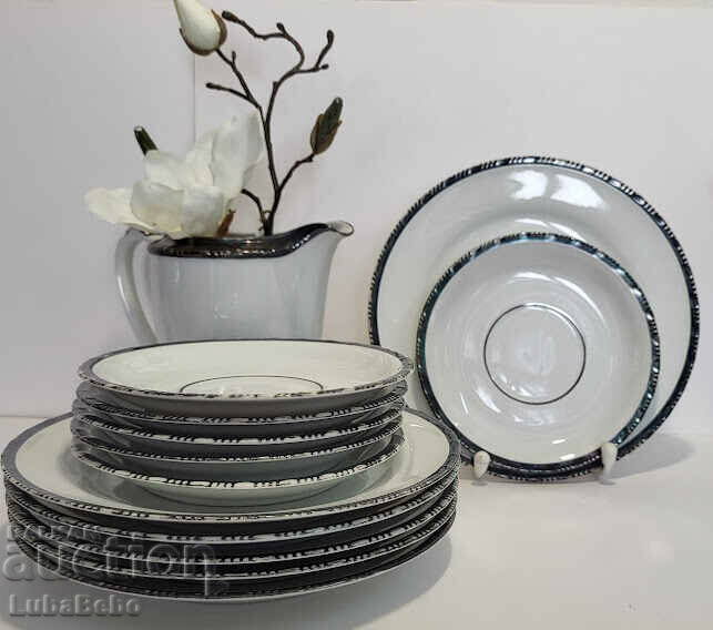 Σέρβις καφέ με ασημένιες άκρες. - 5 Σέρβις καφέ με ασημένιες άκρες. - 5