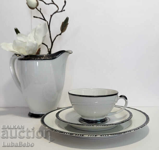 Σέρβις καφέ με ασημένιες άκρες. - 6 Σέρβις καφέ με ασημένιες άκρες. - 6