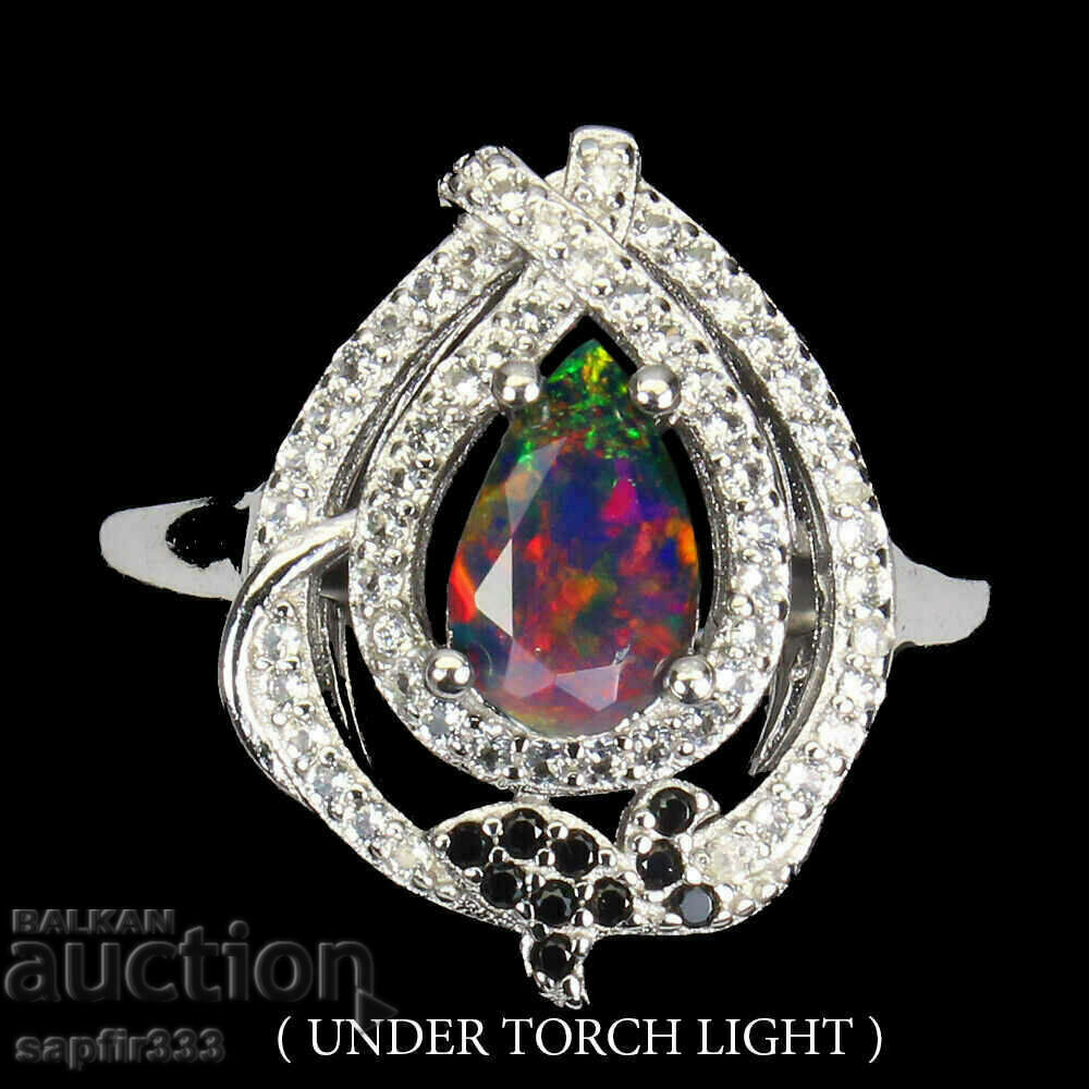 STYLISH AND SOPHISTICATED NATURAL BLACK OPAL DESIGNER RING