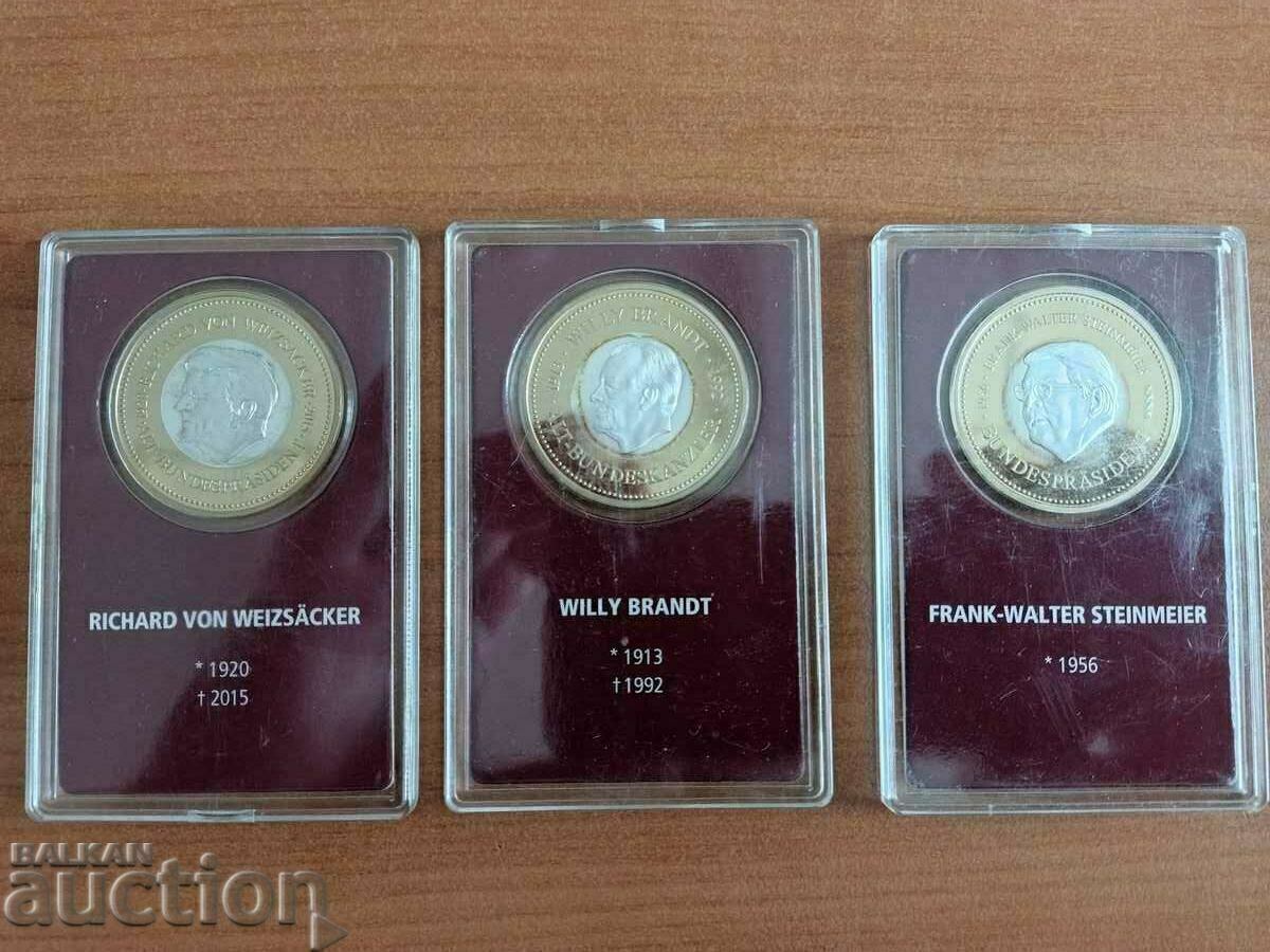 Silver, series of commemorative plaques/medals of German presidents with price 140.00 BGN | € 71.58 Silver, series of commemorative plaques/medals of German presidents with price 140.00 BGN | € 71.58