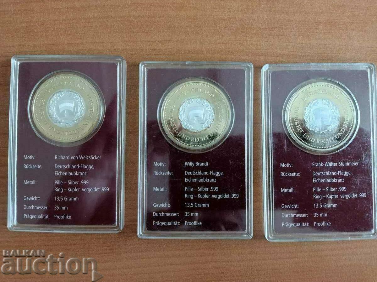Auction Silver, series of commemorative plaques/medals of German presidents Auction Silver, series of commemorative plaques/medals of German presidents