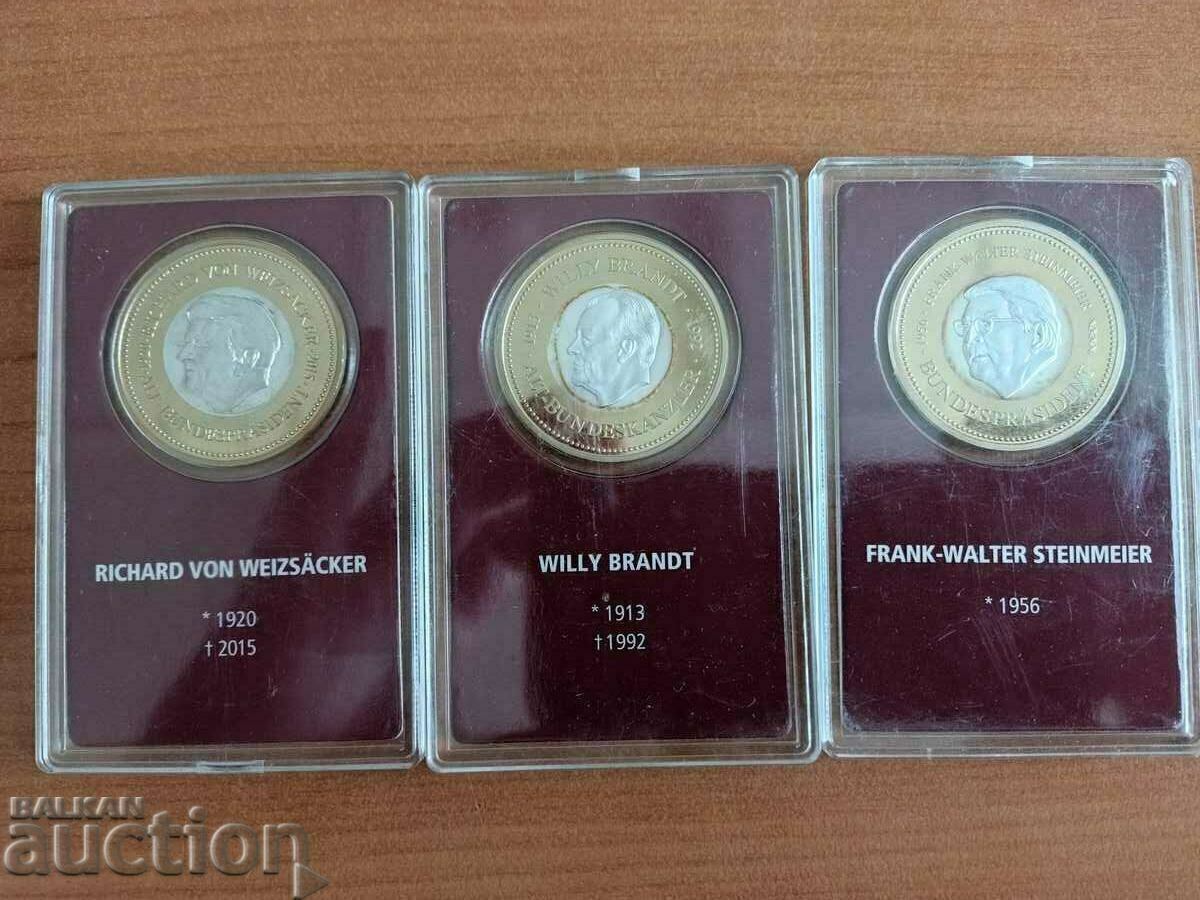 Silver, series of commemorative plaques/medals of German presidents Silver, series of commemorative plaques/medals of German presidents