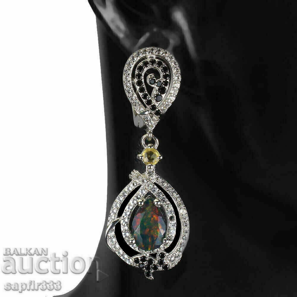 STYLISH FINE DESIGNER EARRINGS WITH NATURAL BLACK OPALS with price 652.00 BGN | € 333.36 STYLISH FINE DESIGNER EARRINGS WITH NATURAL BLACK OPALS with price 652.00 BGN | € 333.36