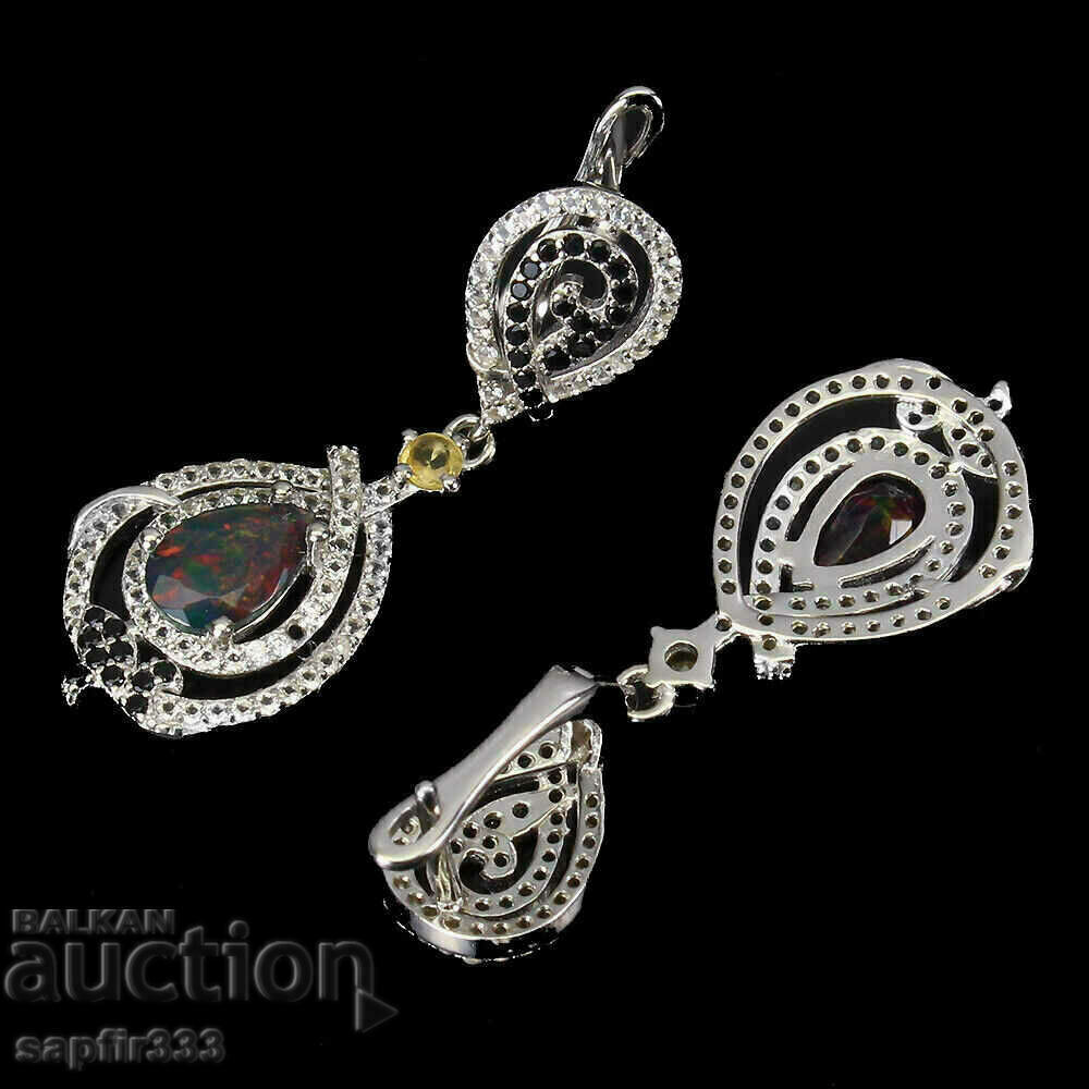 Auction STYLISH FINE DESIGNER EARRINGS WITH NATURAL BLACK OPALS Auction STYLISH FINE DESIGNER EARRINGS WITH NATURAL BLACK OPALS