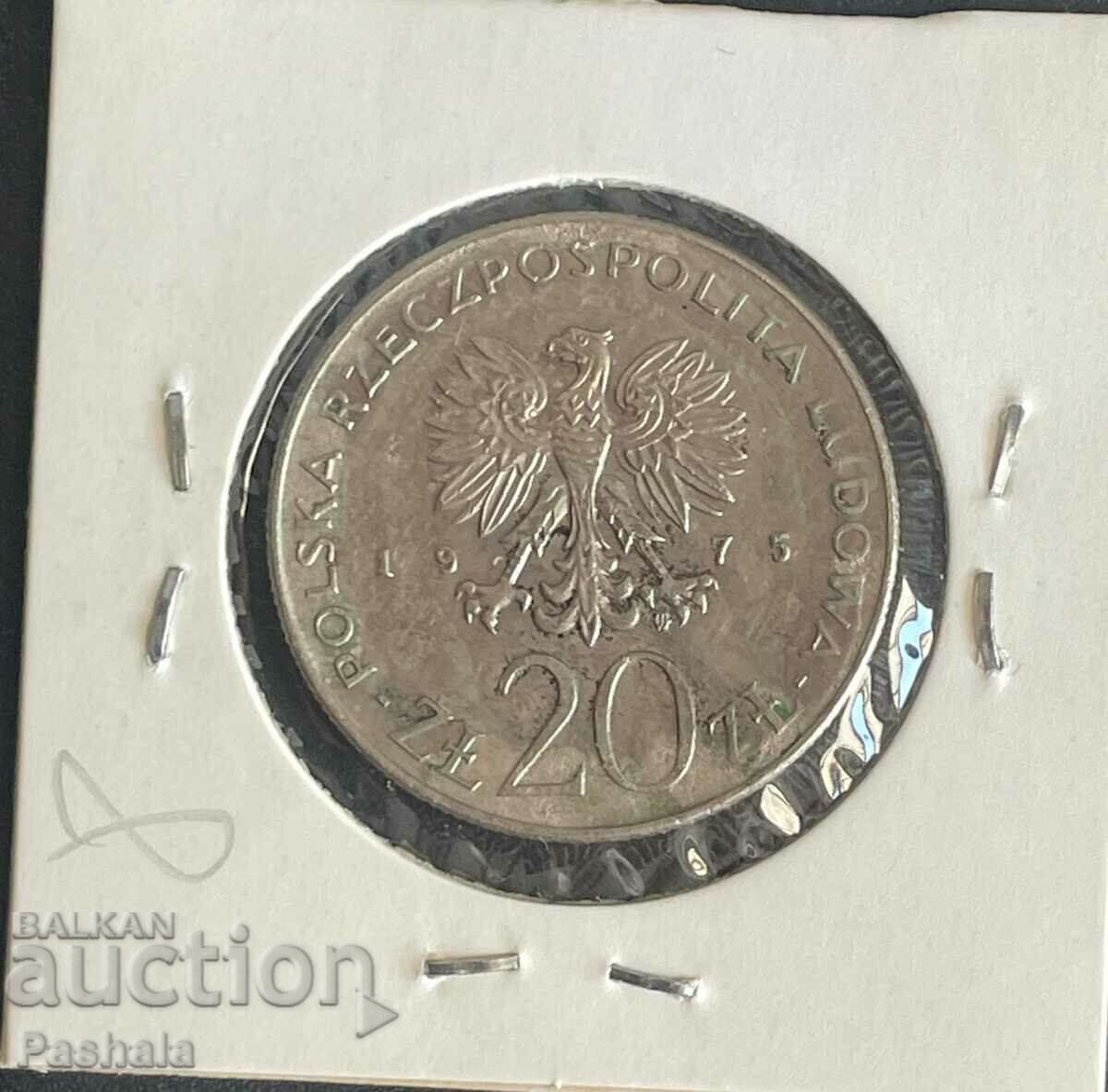 Poland 20 zlotys 1975 with price 5.00 BGN | € 2.56 Poland 20 zlotys 1975 with price 5.00 BGN | € 2.56