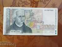 Bancnota Bulgariei 2000 BGN din 1996. VF+/EF