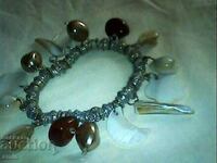 BEAUTIFUL gray carnelian pearl bracelet