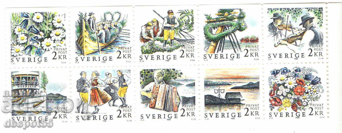 1988 Sweden. Discount stamps - Swedish summer. Block.