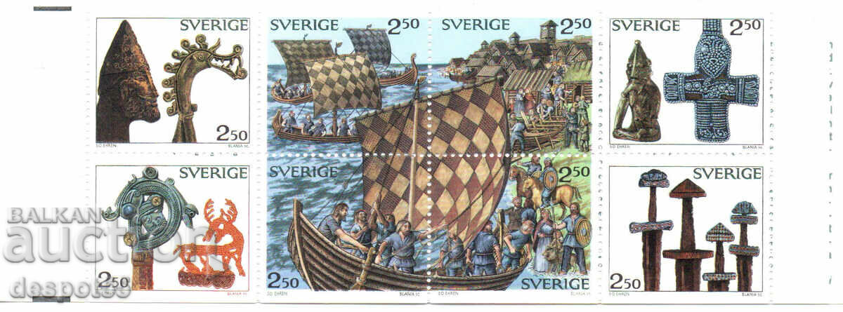 1990. Suedia. Viața vikingilor. Block.