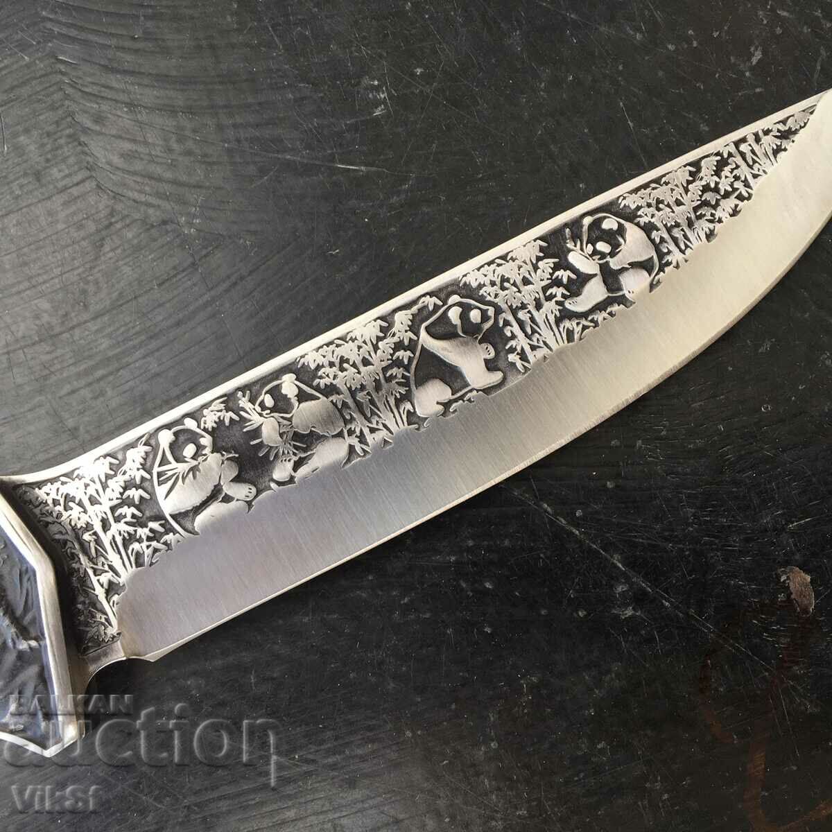 Auction  Inlaid hunting knife - 175x320 mm
