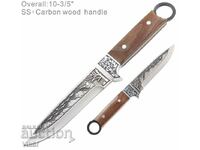 Πλούσια χαραγμένο κυνηγετικό μαχαίρι διπλής όψεως με κυνηγό και πάπιες 120x25