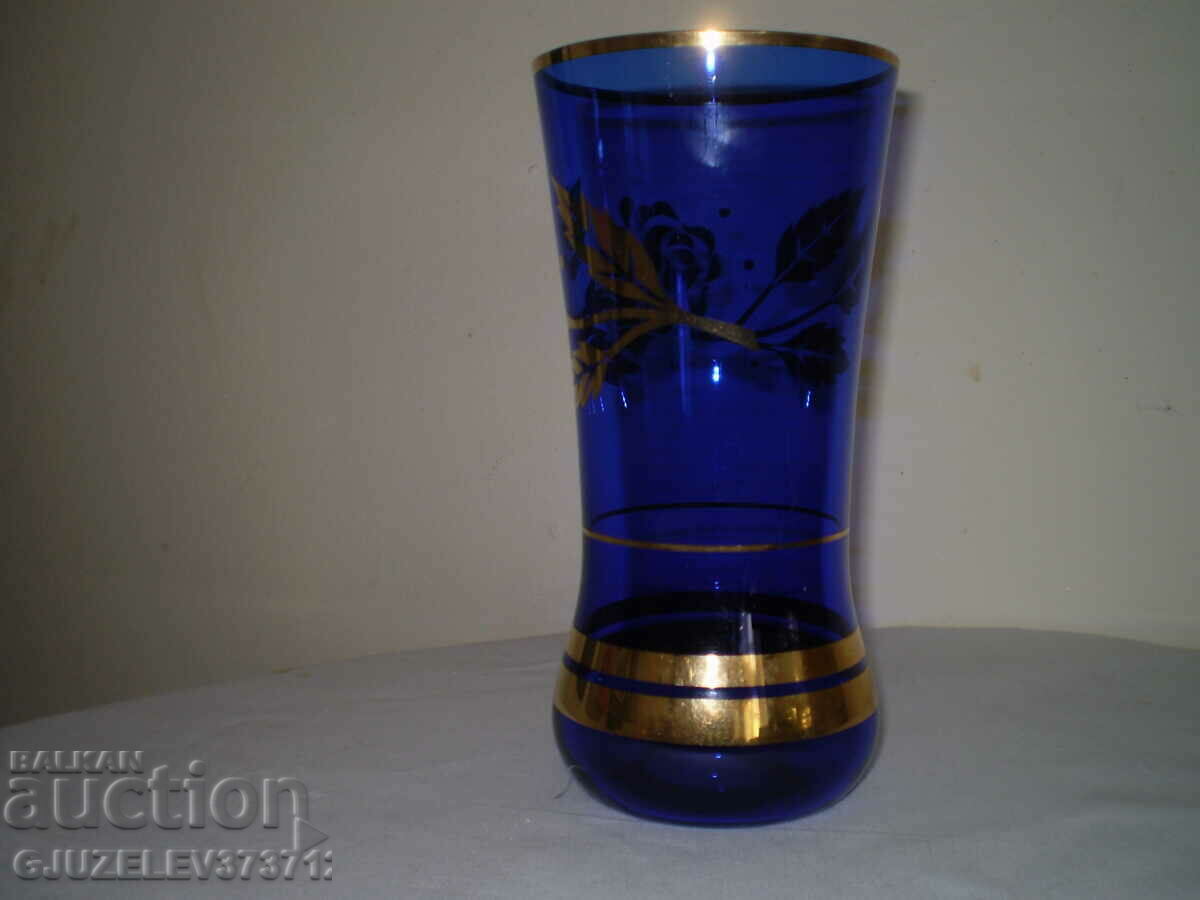 Delivery of Old Vase Blue glass golden rose Delivery of Old Vase Blue glass golden rose