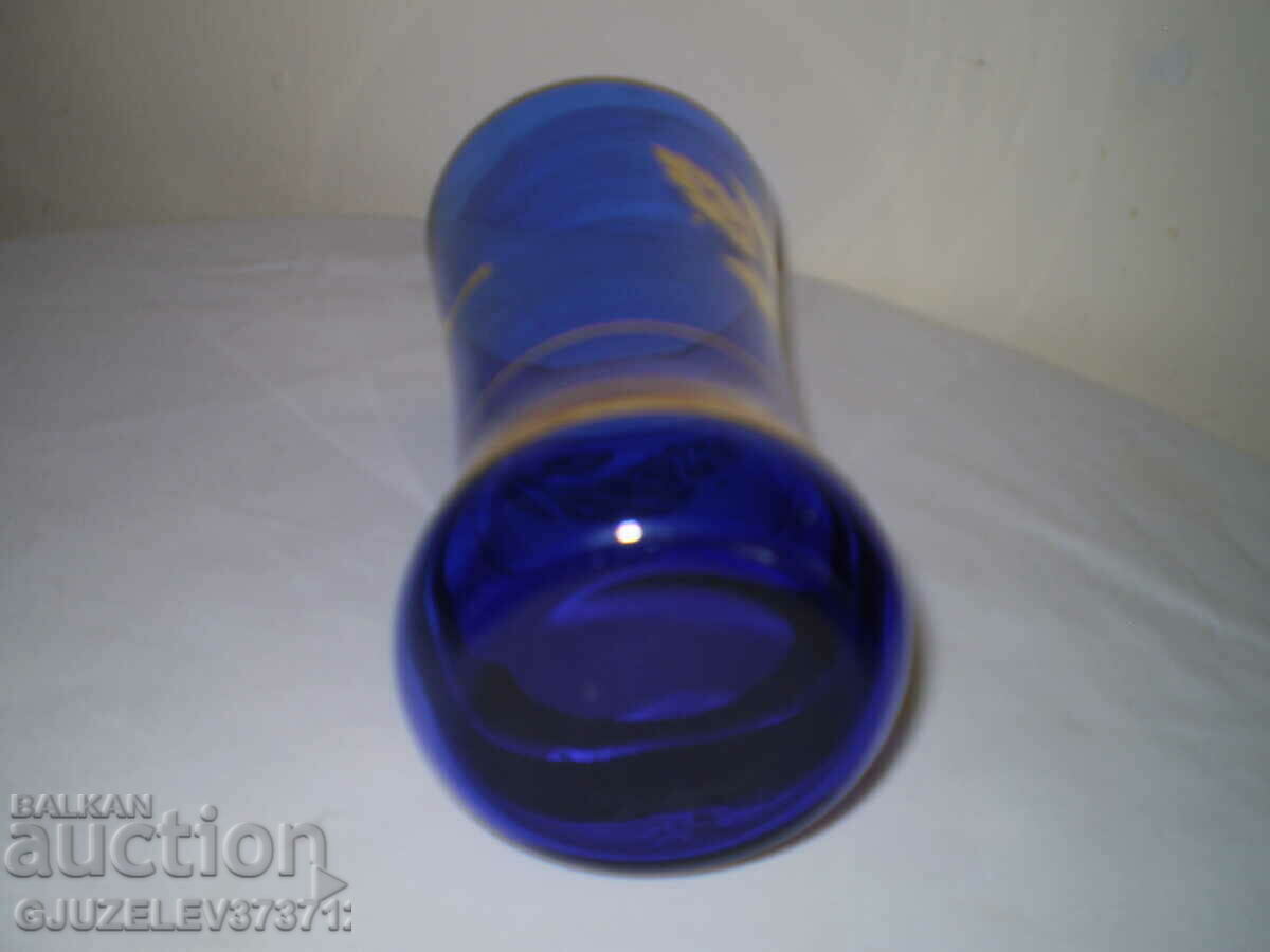 Old Vase Blue glass golden rose - 6 Old Vase Blue glass golden rose - 6