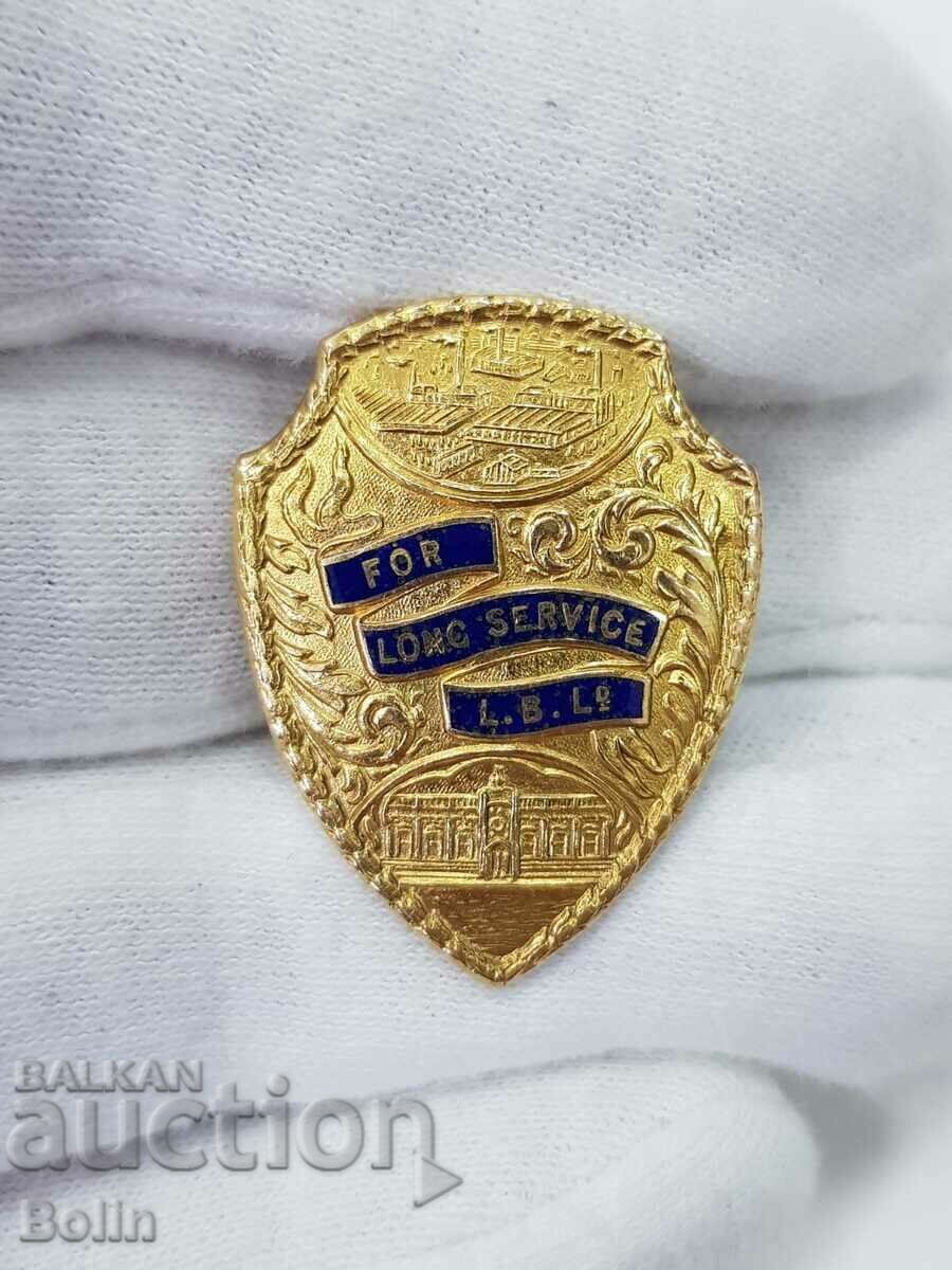 Rare Gold English Long Service Badge L.B.L.