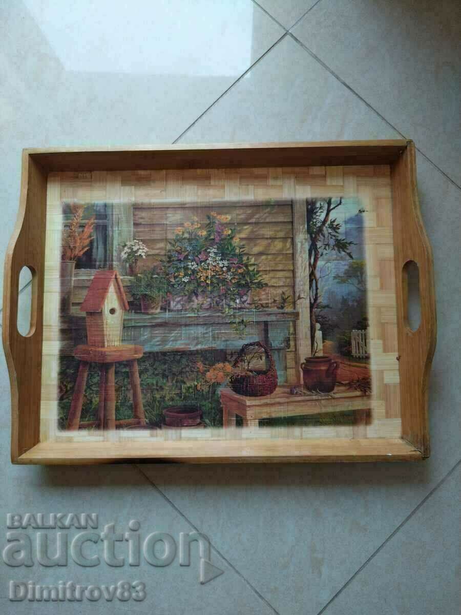 Old wooden tray