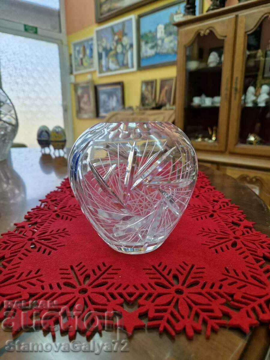 Great Antique Czech Crystal Bowl Vase Bohemia