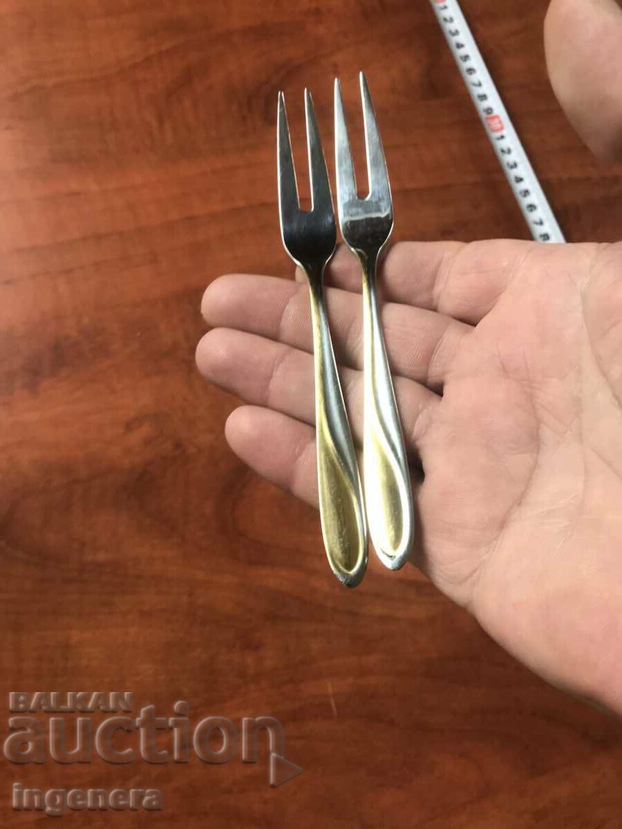 FORK STAINLESS STEEL DESSERT FORK. GOLD-PLATED STEEL-2 PCS with price 11.00 BGN | € 5.62