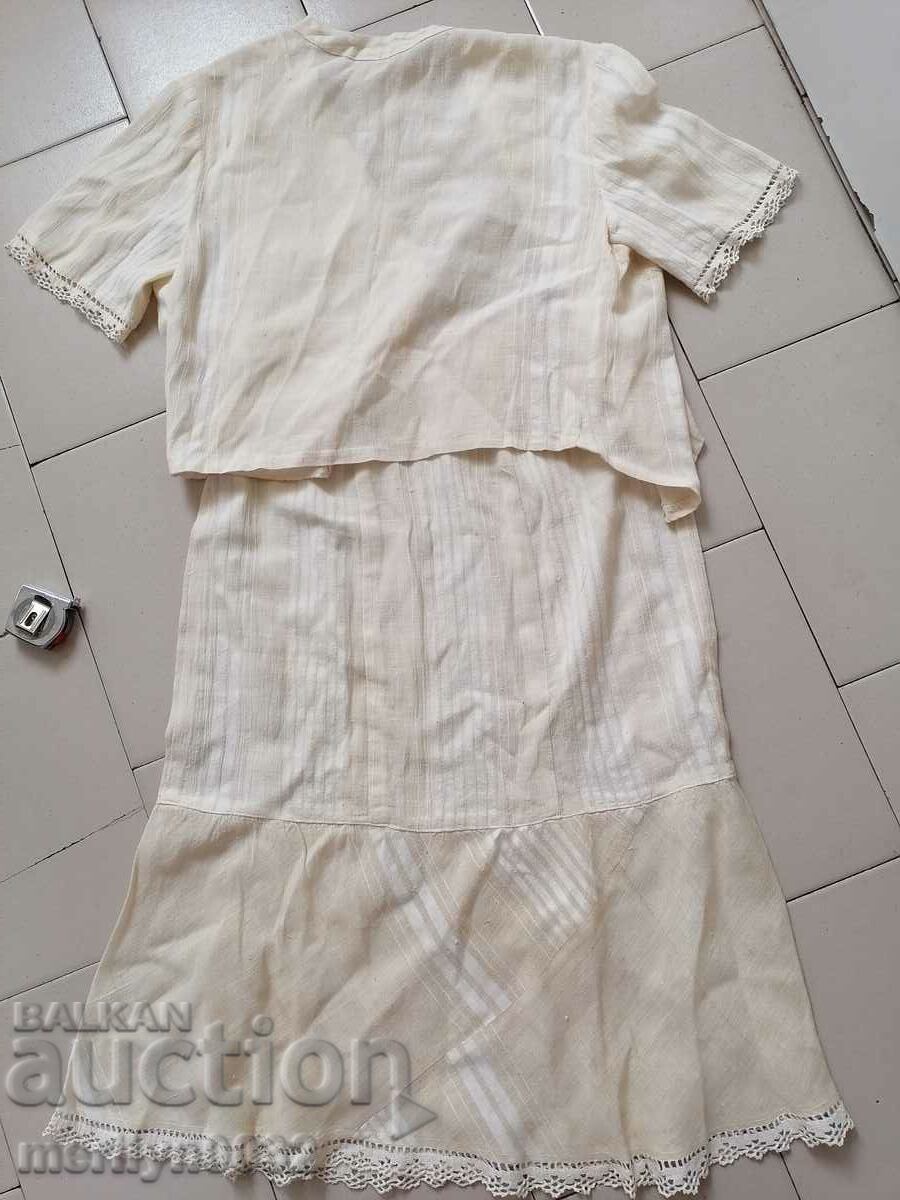 Delivery of Shirt and skirt with lace edging from chaise longue Delivery of Shirt and skirt with lace edging from chaise longue