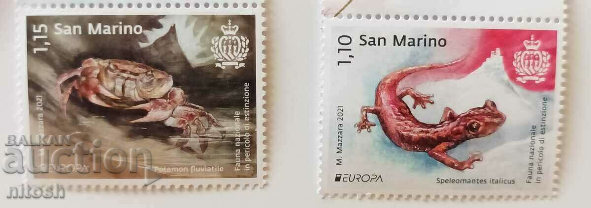 Сан Марино,2021, Европа, застрашена дива природа,MNH.
