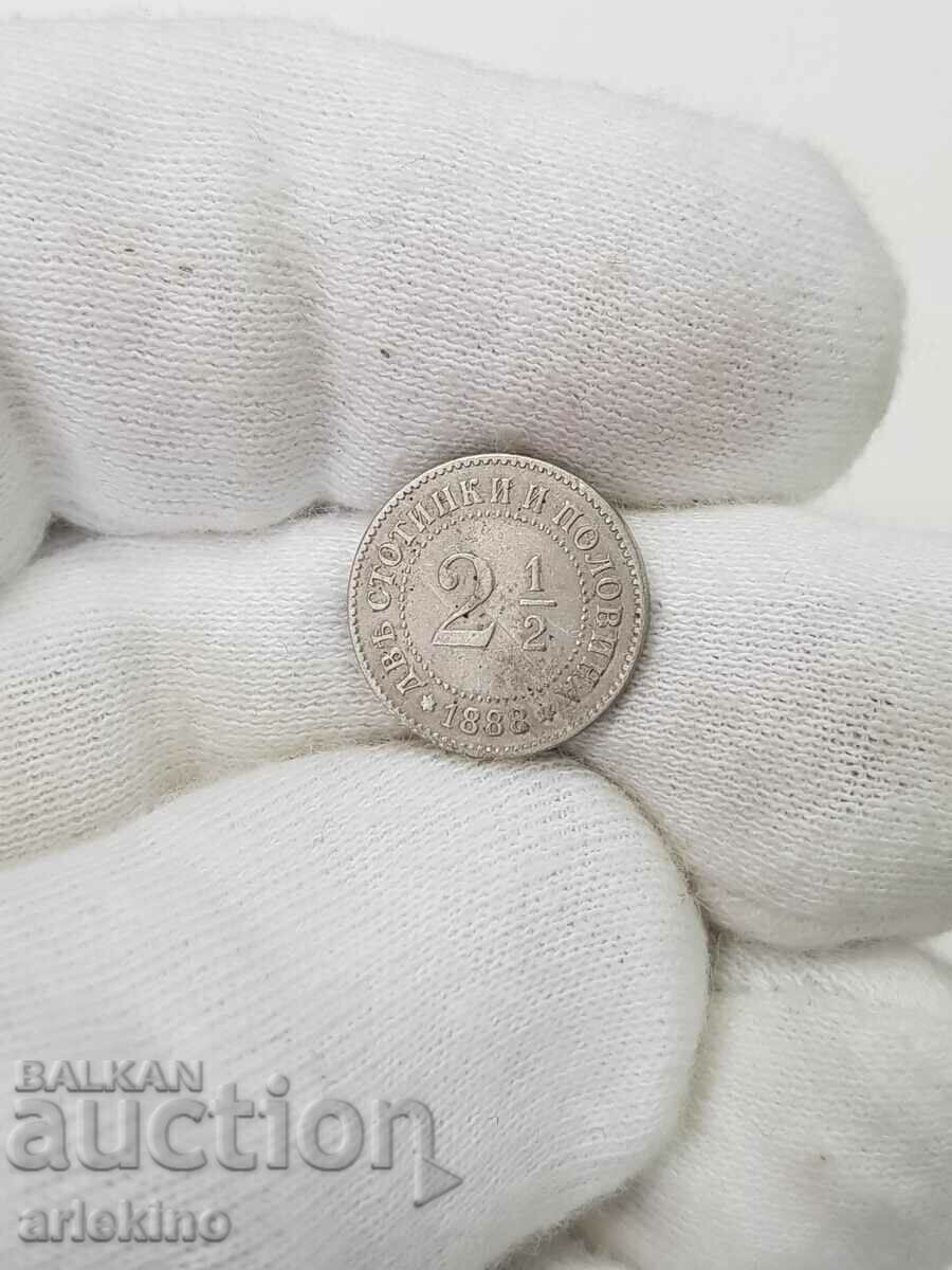 Moneda domnească de doi cenți și jumătate 1888