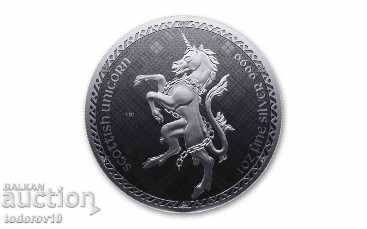 Сребро 1 oz Шотлански Еднорог  - 2023 - ост. Ниуе