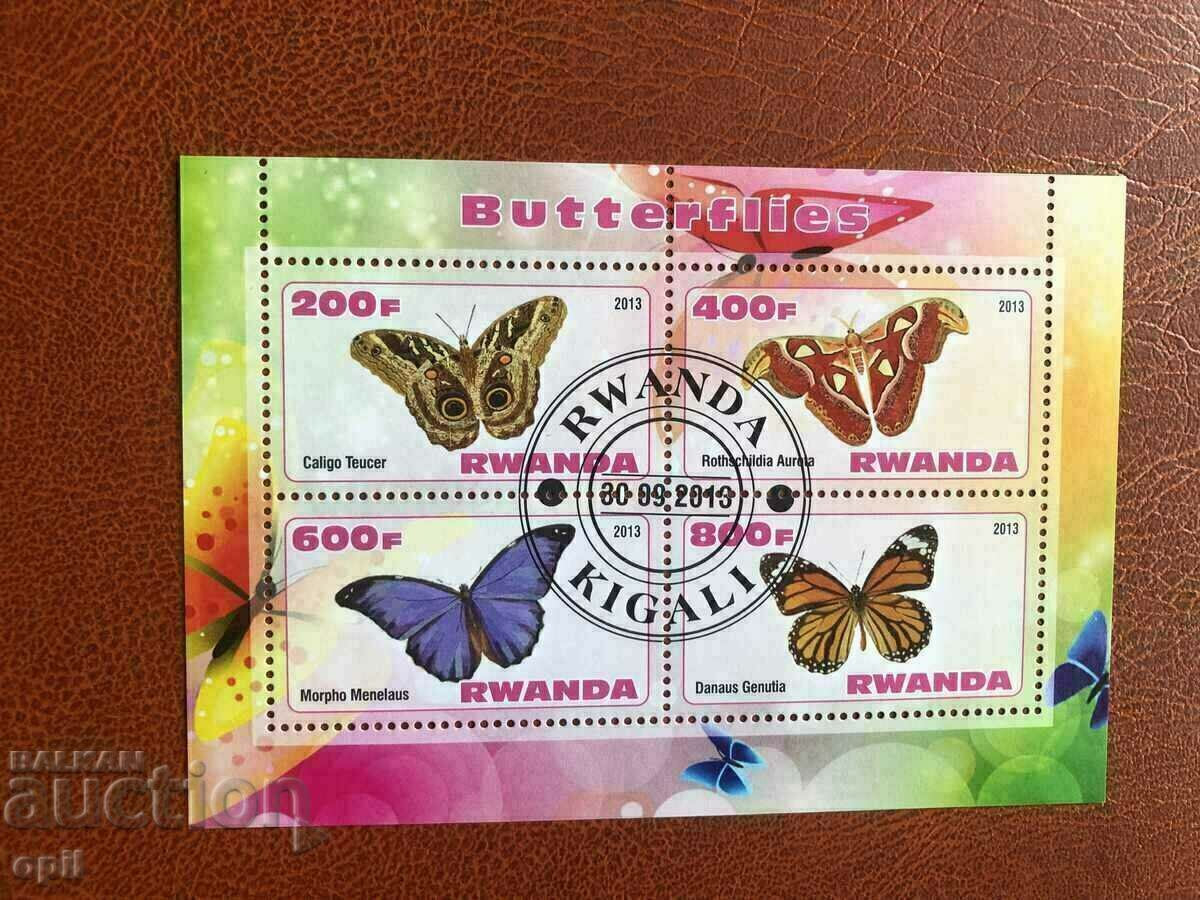 Stamped Block Butterflies 2013 Rwanda Stamped Block Butterflies 2013 Rwanda
