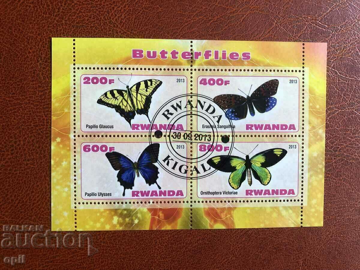 Stamped Block Butterflies 2013 Rwanda Stamped Block Butterflies 2013 Rwanda