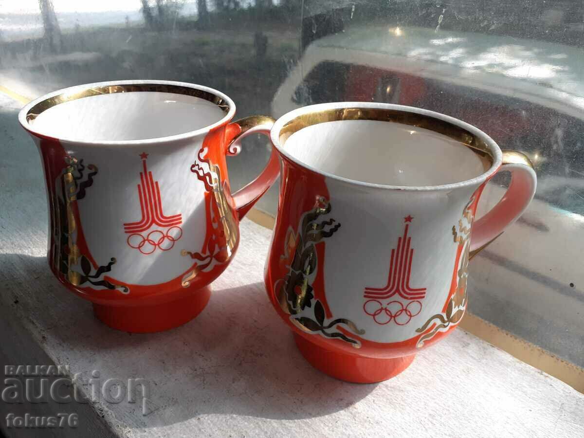 Lot of cups Russian porcelain Olympics in Moscow 1980. - 5 Lot of cups Russian porcelain Olympics in Moscow 1980. - 5