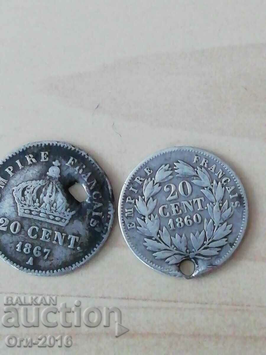 Lot France 20 CENT 1860 and 67 FRANCE
