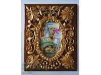 Icon "Saint George kills the dragon", icon painting, wood carving