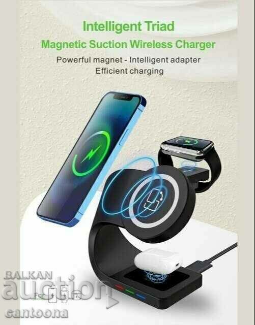 Licitație Suport de încărcare wireless 3 în 1 Y36 pentru iPhone, Apple Watct