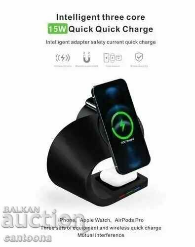 Suport de încărcare wireless 3 în 1 Y36 pentru iPhone, Apple Watct - 5