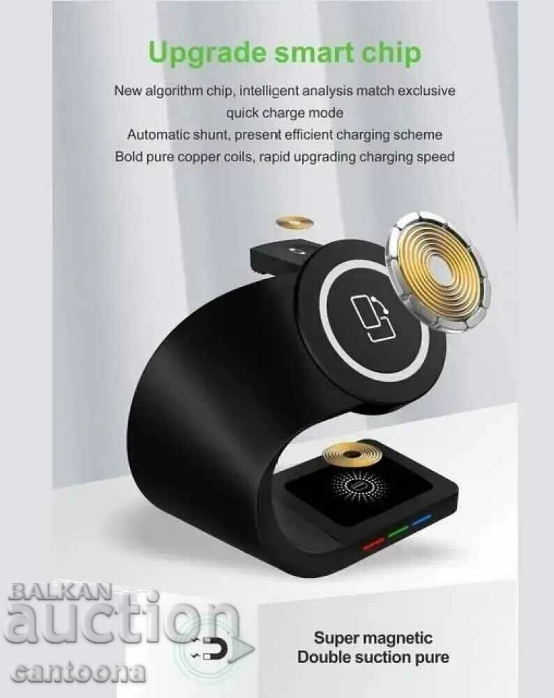 Suport de încărcare wireless 3 în 1 Y36 pentru iPhone, Apple Watct - 6