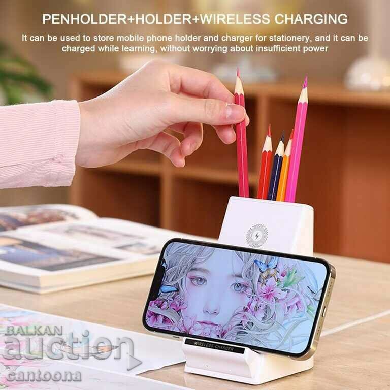15W fast wireless charging charger with pen holder with price 17.99 BGN | € 9.20