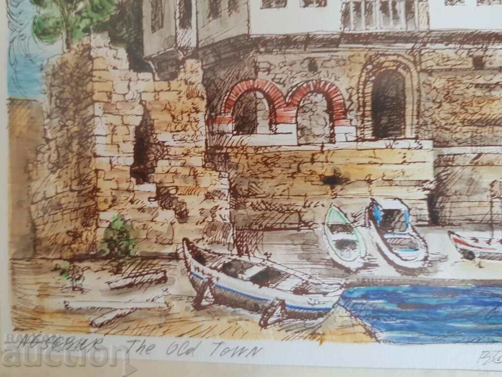Vasil Banov Nessebar Old Town 1993 watercolor graphic - 5 Vasil Banov Nessebar Old Town 1993 watercolor graphic - 5