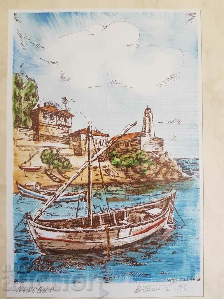 Auction Vasil Banov Nessebar Old Lighthouse 1993 watercolor graphic Auction Vasil Banov Nessebar Old Lighthouse 1993 watercolor graphic