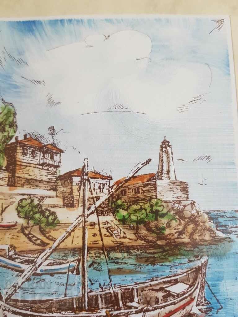 Vasil Banov Nessebar Old Lighthouse 1993 watercolor graphic - 7 Vasil Banov Nessebar Old Lighthouse 1993 watercolor graphic - 7