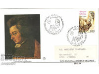 1991. Italy. Wolfgang Amadeus Mozart. "First Day" envelope.