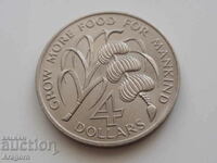 monedă rară Grenada 4 dolari 1970 - FAO; Grenada