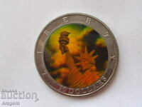 2002 Λιβερία έγχρωμο κέρμα ολογράμματος 10 $. Λιβερία